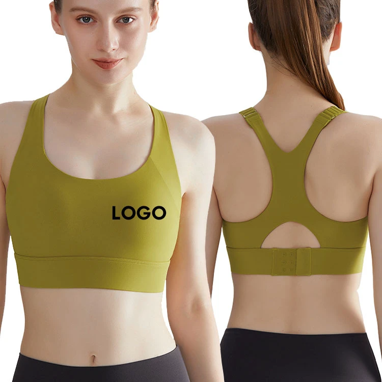 Sports Yoga Top High Support Seamless Soft Fabric Sexy Backless Double Layer Straps Sports Bra for Women Fitness Breathable