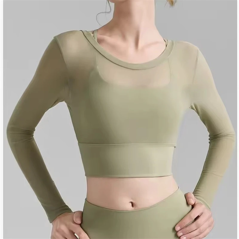 CM0104 Women's Activity Top-Breathable Mesh Quick Dry Soft Elastic Long-sleeved Skinny Fit Spandex/Nylon Sports Fitness Yoga Top