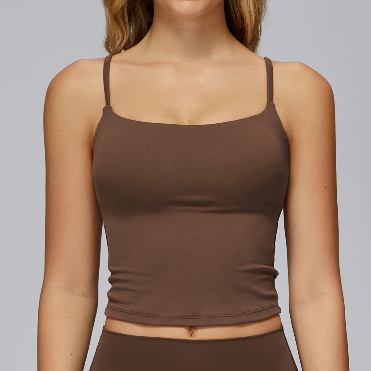 Women's Brushed Spandex/Nylon Yoga Vest Hollow Beautiful Back Double Shoulder Straps Sweat-Wicking Sports Vest Outdoor Top