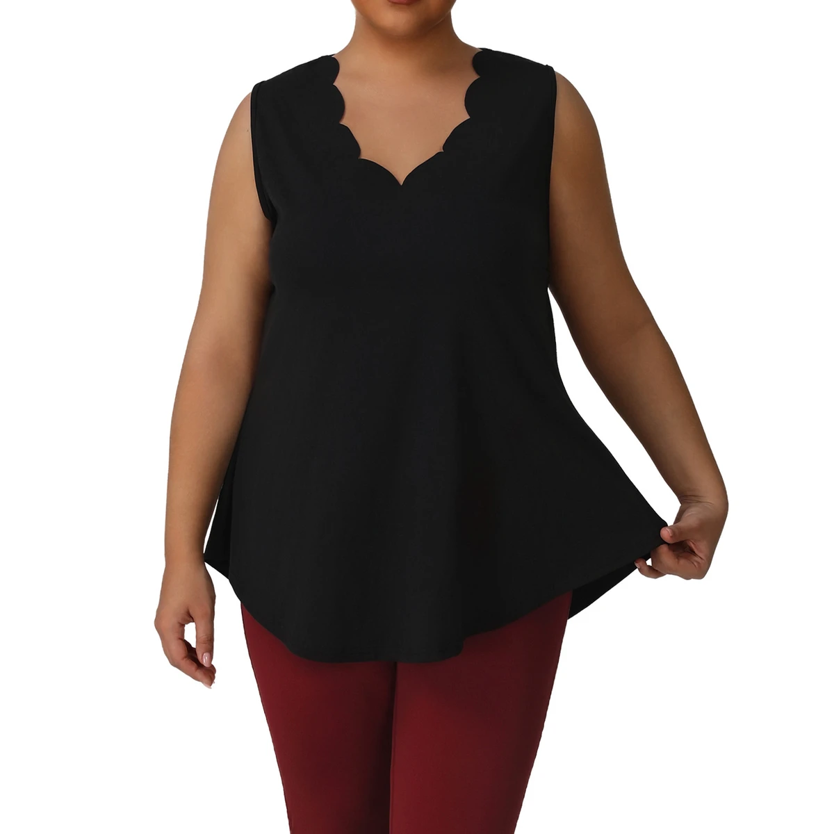 Women's Plus-Size Casual Loose Sleeveless Lace V-Neck T-Shirt for Summer Breathable Outdoor Running Fitness Wear Yoga tank Top