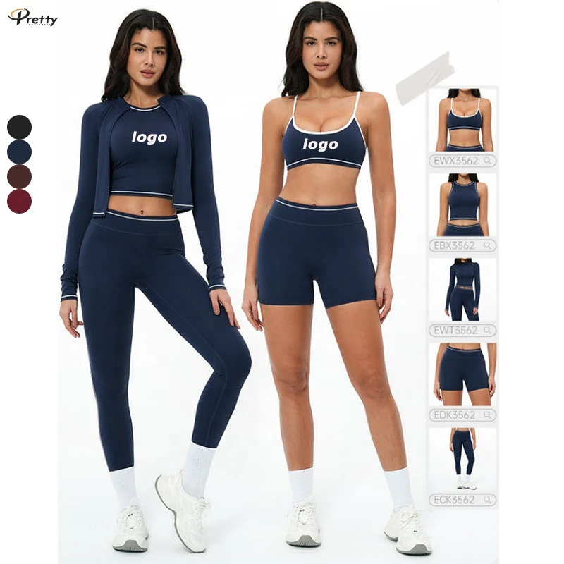 Color Blocking Yoga Set 3pcs Sets Plus Size Yoga Sets Custom logo Quick Dry High Elastic Gym Fitness Set Women's Clothes