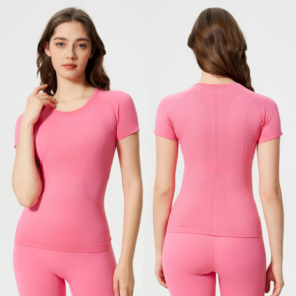 DTL Hot Selling Women Slim Fit Short Sleeve Gym T Shirt Yoga Top Custom Active Wear Horse Riding Round Neck Sports T- Shirts