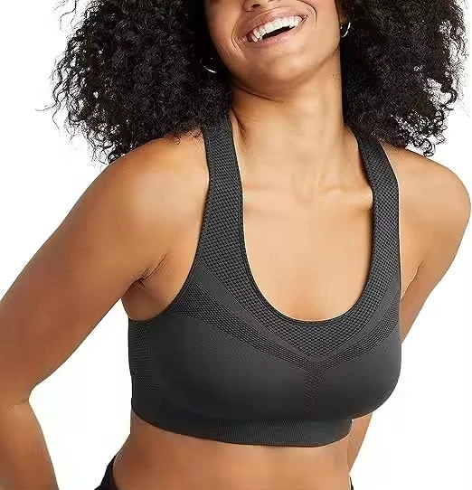 Women's Simple Breathable High Support Backless Sports Bra Deep V-Neck Crystal for Gym Fitness Yoga Workout Front Logo