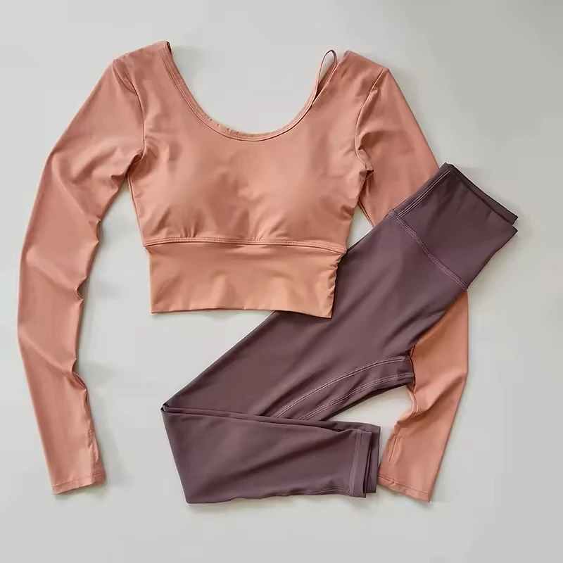Women's Yoga 2-Piece Sportswear Set Solid Spandex/Cotton High Quality Custom Logo Quick Dry Breathable Eco-Friendly Short Tops