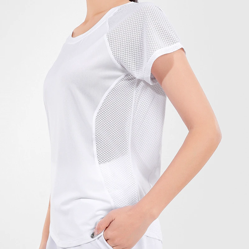 Customized Logo Summer Thin Women Sports Tshirt Slim Mesh Breathable Casual Fitness Quick-drying Short-sleeved Yoga Wear Tops