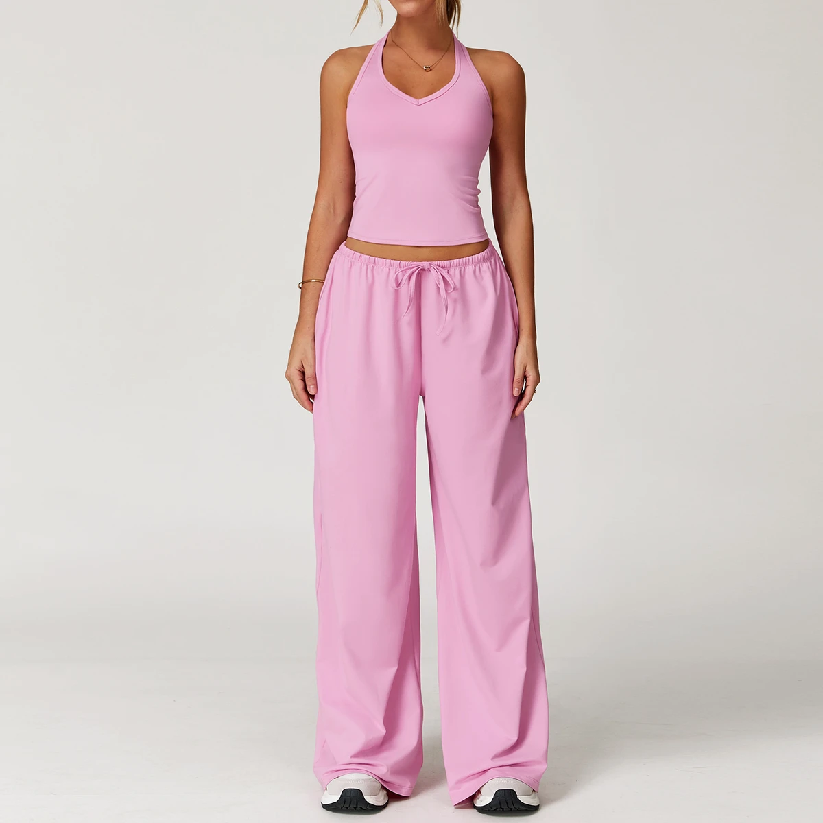 YanRuo Women's Quick-Dry Summer Vintage Solid Cross-Border Yoga Set Sports Apparel Beauty Back Strap for Casual Running Fitness