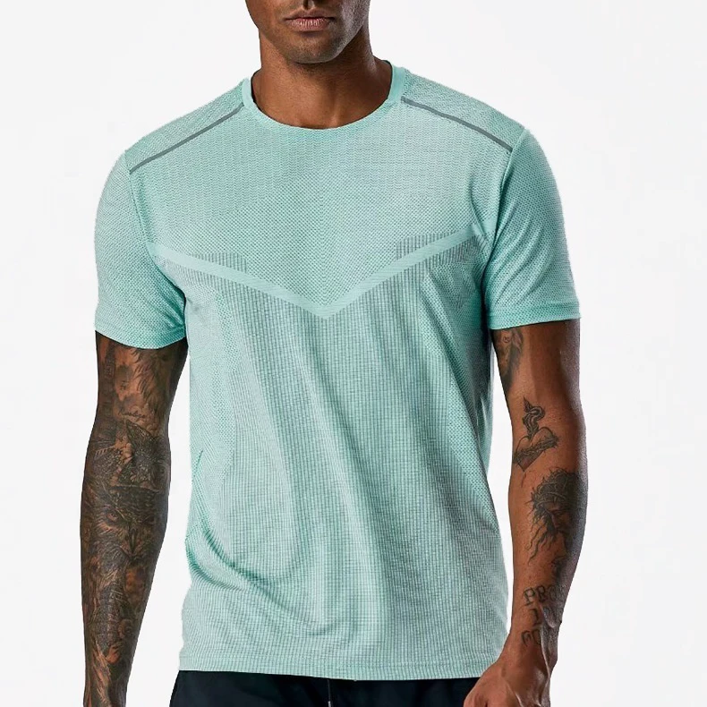 Custom Reflective Quick Dry Wicking Gym Workout Running Shirt Mens Yoga Shirt Seamless Running T Shirt