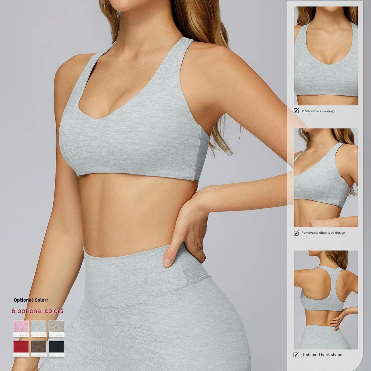 Lanyu Wholesale Women's Medium Support Push-Up Yoga Bra Breathable Sexy Racerback Front Logo Sports Bra Fitness Running Workout