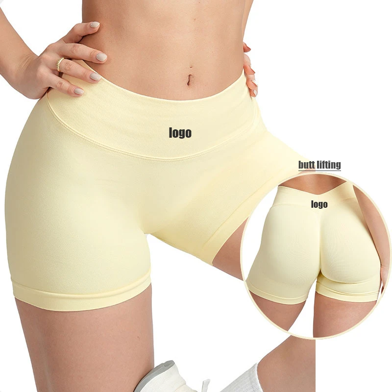Seamless Womens Breathable Four Way Stretch Mid Waist Running Gym Bike Yoga Workout Sportswear Butt Lifting Shorts