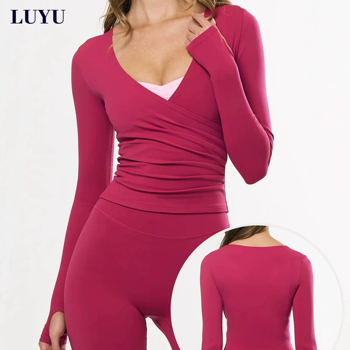 New Arrival Breathable High Stretchy Women's Long Sleeve Ballet Top Lightweight Training Pilates V Neck Tops