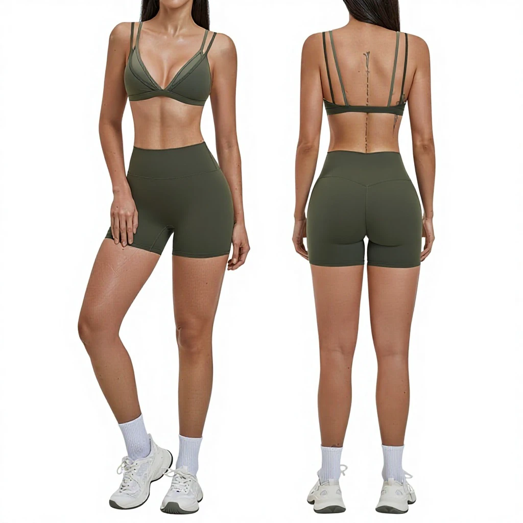 European & American Breathable Lightweight Naked Sports Suit With Front/Back Custom Logo For Yoga & Leisure Running 6116