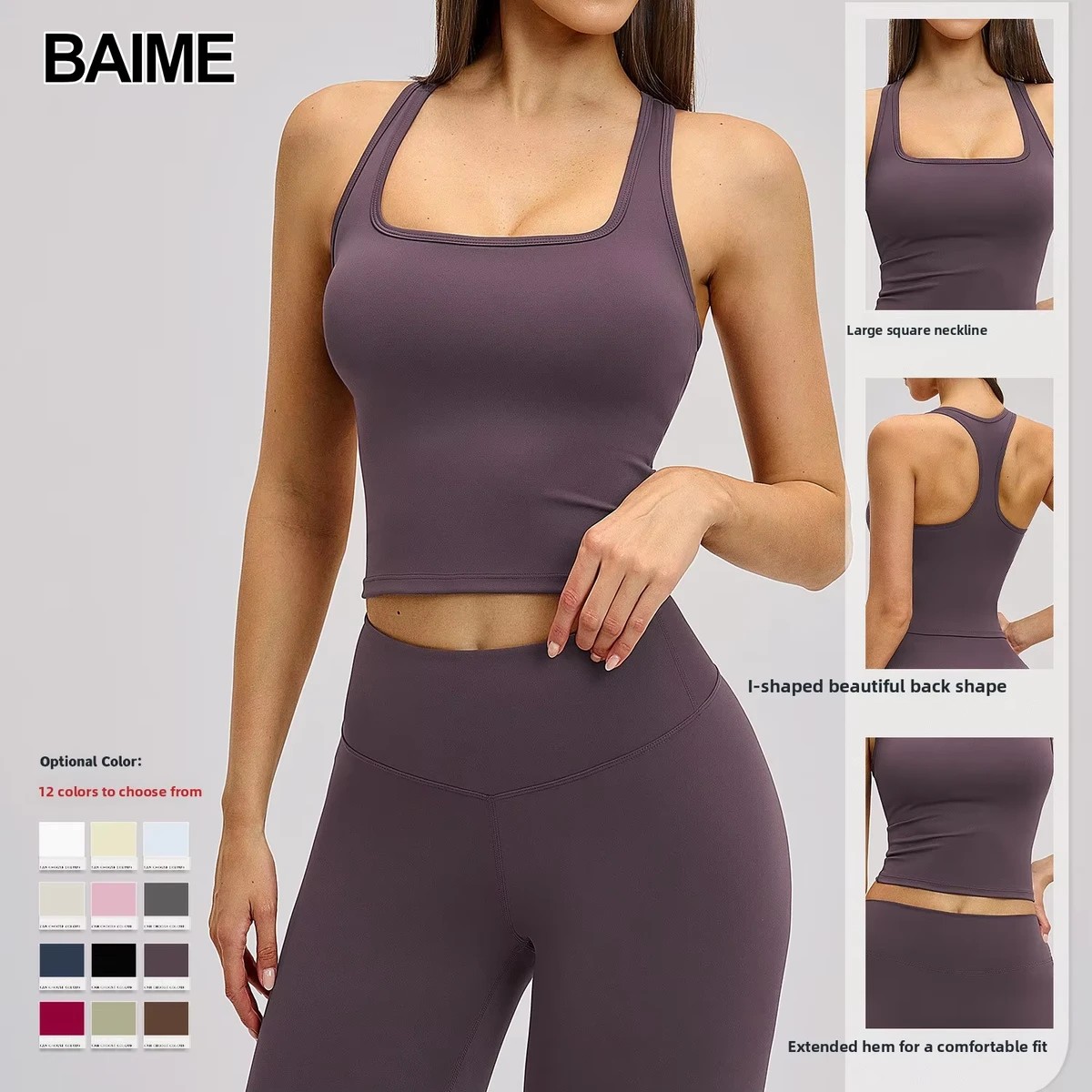 Brushed Spandex/Nylon Tank Top Sports Vest for Women Tight Quick-drying Casual Running Fitness Yoga Wear 8819