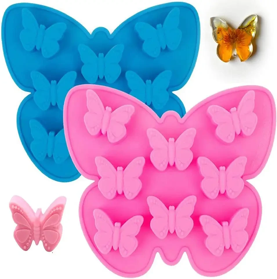 Butterfly Shape Silicone Cake Mold Ice Cube Tray Non Stick Eco-Friendly Opp Bag Chocolate Candy Baking Soap Pudding Jello 1 Pcs