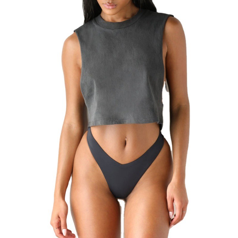 Wholesale Loose Yoga Tank Tops Stretch Workout Gym Cotton Crop Top for Women