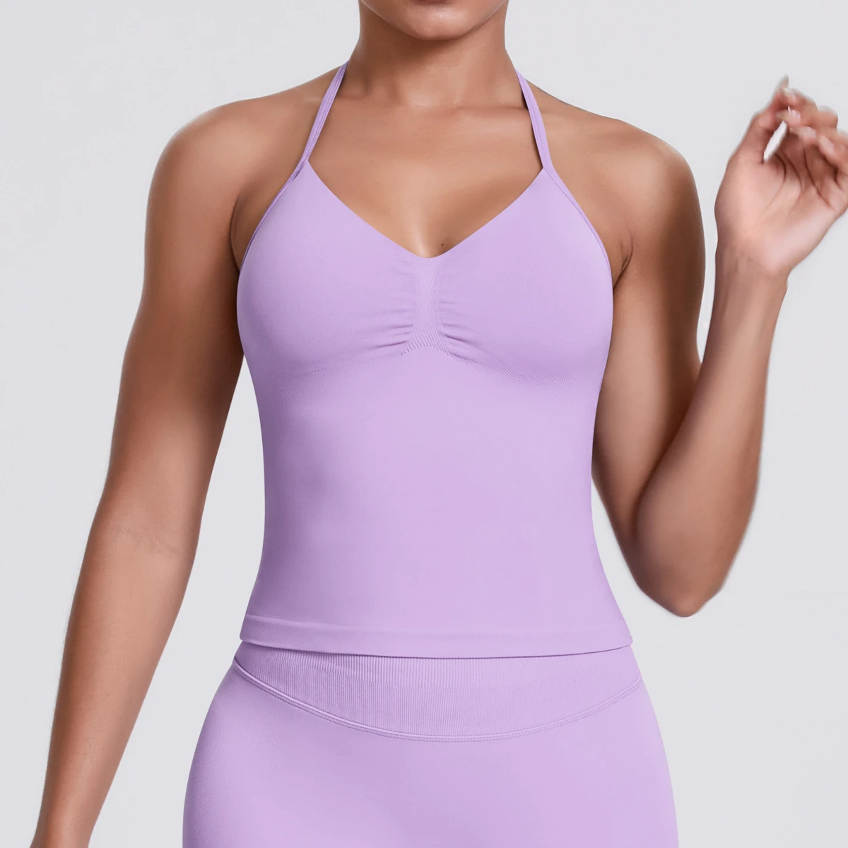Women's Breathable Cross-Border Seamless Knitted Vest Top Solid Color Sexy Backless Camisole for Running Fitness Sports Yoga