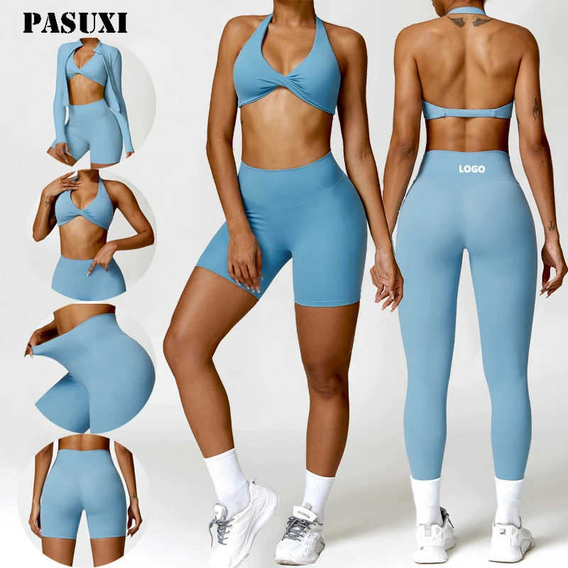 PASUXI Fitness Clothing Woman 2026 Seamless Short Yoga Gym Activewear Set 2 Piece Short Gym Fitness Sets for Women