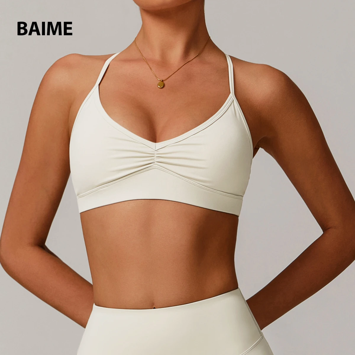 V-Neck Women's Fitness Sportswear Comfortable Sports Bra Sets Cross-Back Design Impact Yoga Bra