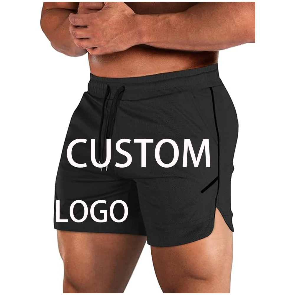 Factory Custom Logo Plus Size Men's Shorts Polyester Spandex Compression Breathable Running Shorts Mesh Gym Shorts for Men