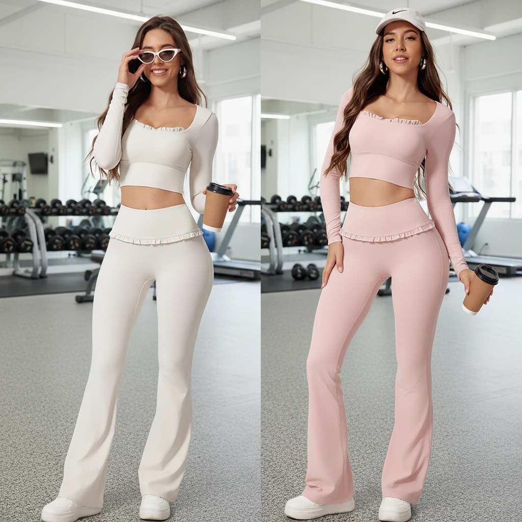 Quick-drying Fitness Sports Tops Yoga Clothes High Waist Hip Lift Yoga Pants Running Fitness Flared Pants Sports Casual Trousers