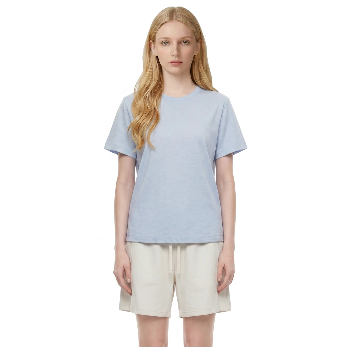 Women's Crew Neck Slim-fit Breathable T-shirt-Solid Color Simple Versatile Short Sleeve Yoga Top