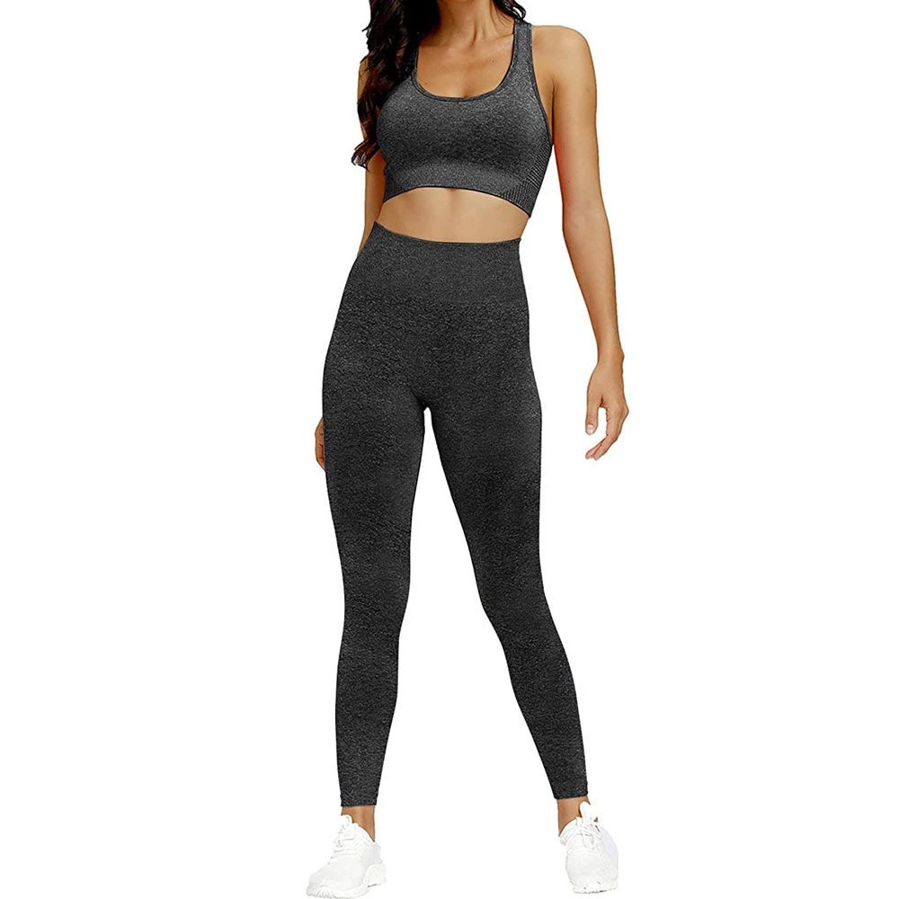 Breathable Quick Dry Solid Knitting Cotton Casual Women Yoga Set Fitness Bra Leggings High Quality Summer 2 Piece Set Slim Short