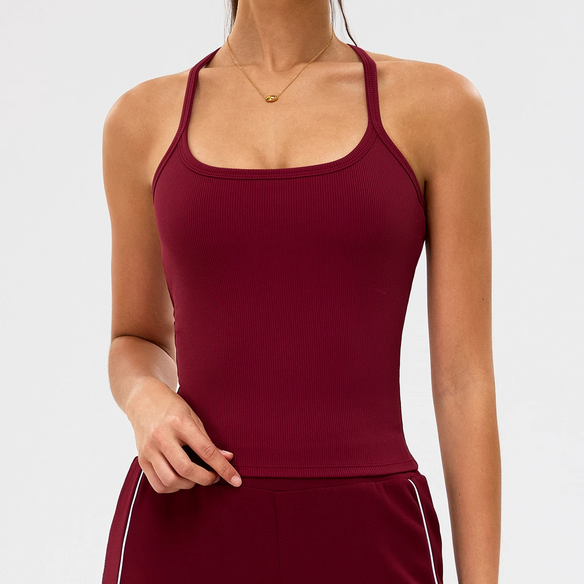 Regular Fit Breathable Yoga Tank Top with Beautiful Back Print Quick-drying Sports Bra for Outdoor Running and Fitness