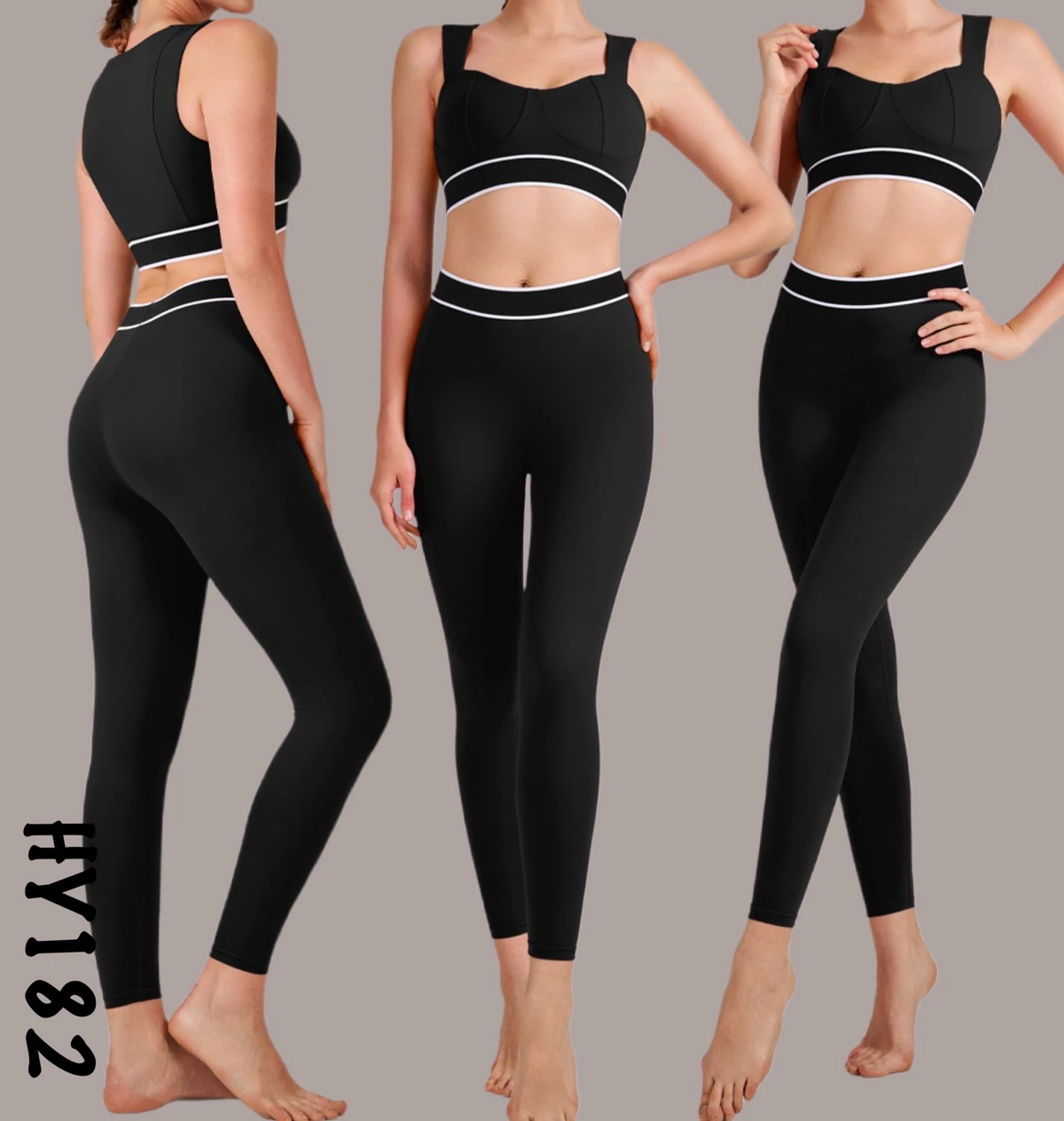 New Quick-drying High Waist Sports Suit for Women Contrast Color Beautiful Back Tight Yoga Suit Running Fitness Yoga Clothes