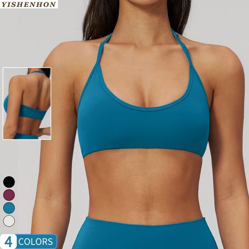 YSH Wholesale Women's Yoga High Support Sport Bra Front Custom Logo Backless Design Soft Spandex/Nylon Yoga Bra