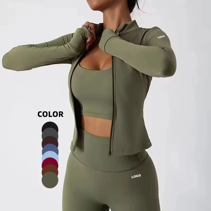 Wholesale Fitness 3 Piece Women Gym Yoga Wear Set Workout Seamless Long Sleeve Sports Suit Yoga Set