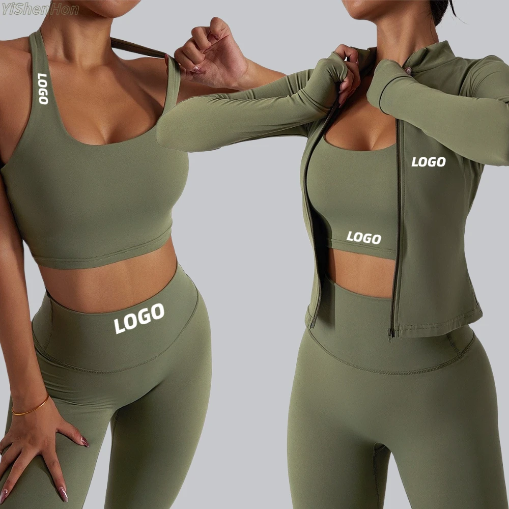 2026 Best Selling Women's Yoga Set 4 Piece Solid Textured Spandex/Nylon Quick Dry Wholesale for Adults