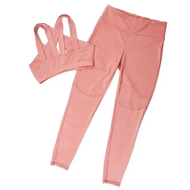 OEM Women's Casual Fitness Clothing Active Girls' Ribbed Seamless Yoga Set High Back Bra Sexy Gym Fit 2Pcs Solid 100% Cotton