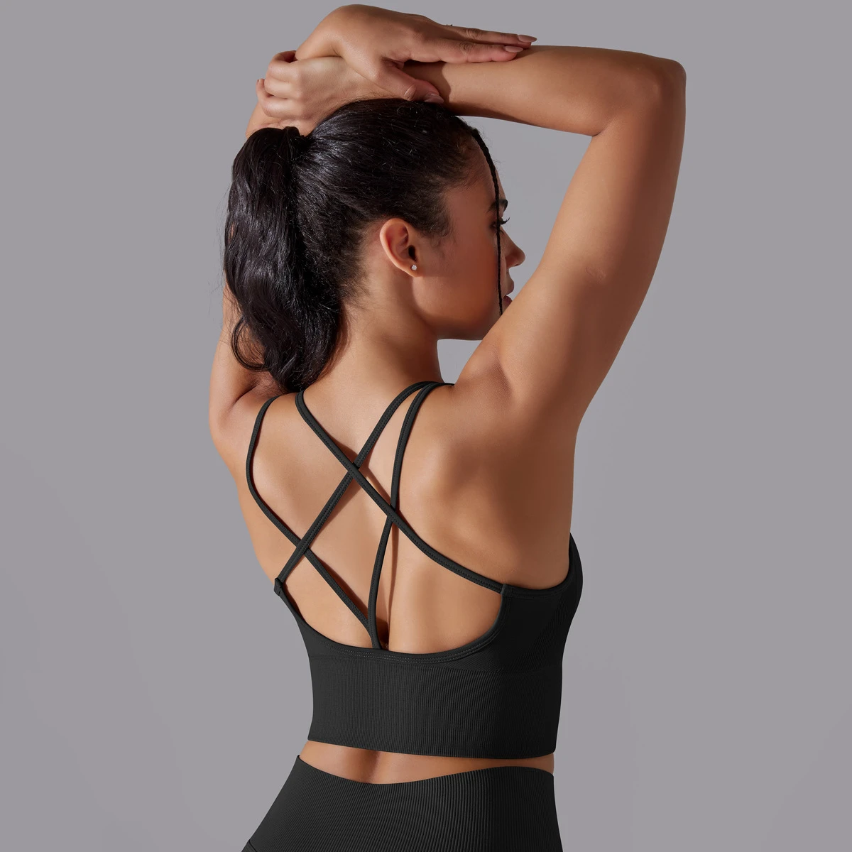 Women's Cross Back Sportswear Bra Vest Yoga Set Wholesale Custom Logo Seamless Solid Color Two-Piece Running Leggings Shorts