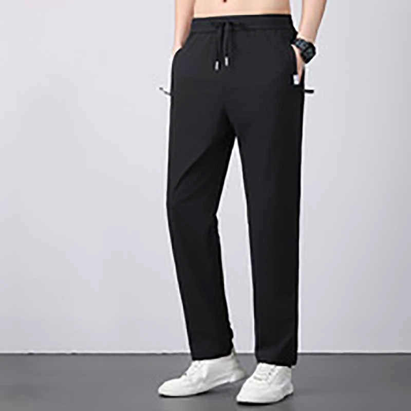 OEM Custom Logo Design New Men's Straight Ice Silk Pants Summer Quick-Drying Stretch Pants Loose Large Size Sports Pants