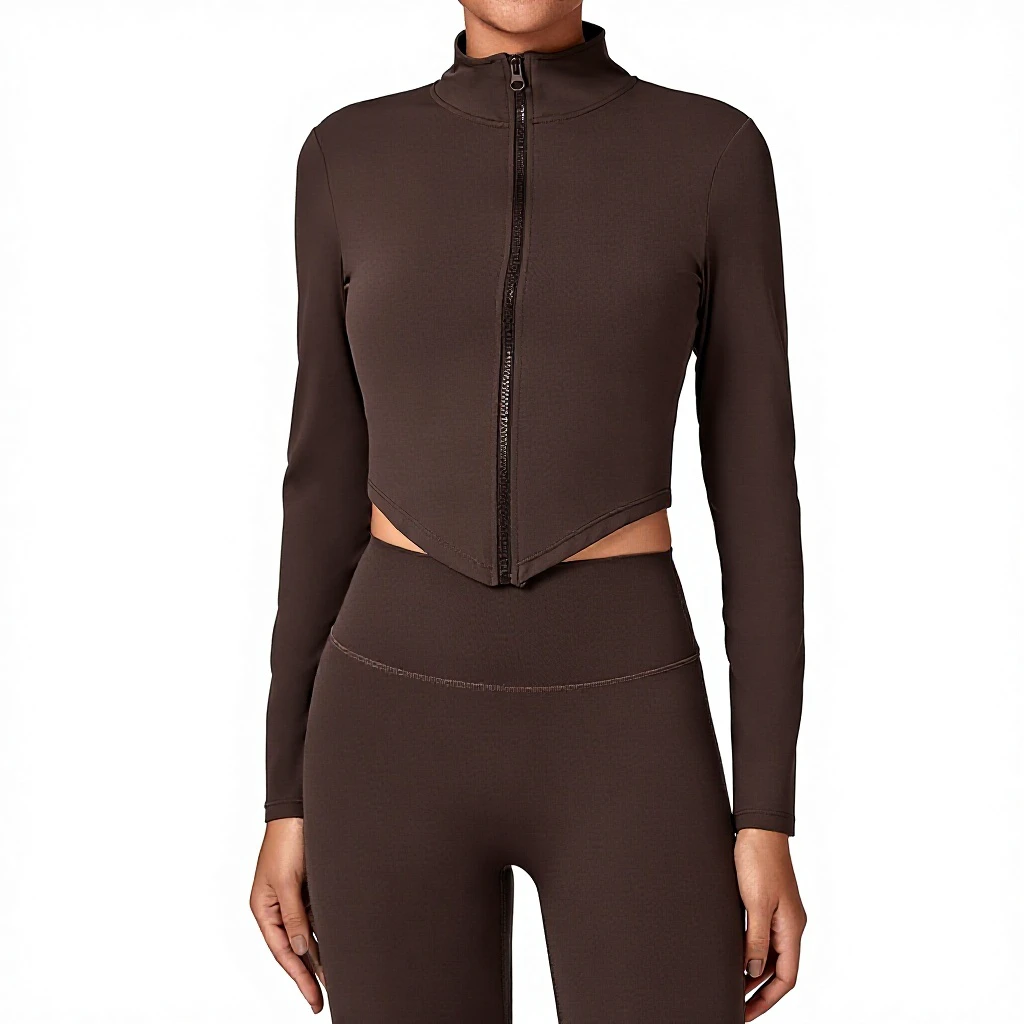 Womens Stand Collar Zip up Long Sleeve Yoga Jacket Tight Fit Quick Dry Outdoor Gym Workout Activewear Top