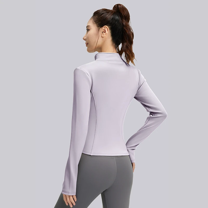 Women's Fall Winter Long-Sleeved Yoga Top Lightweight Breathable Seamless Skinny Fit Jacket Set Plus Size Options Front 100%