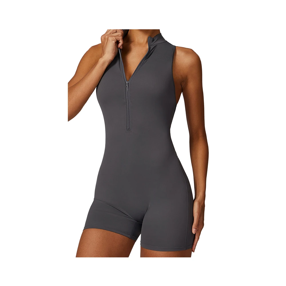 Custom Women Gym Open Back One Piece Backless Active Wear Bodysuit Fitness Sports Sleeveless Yoga Jumpsuits