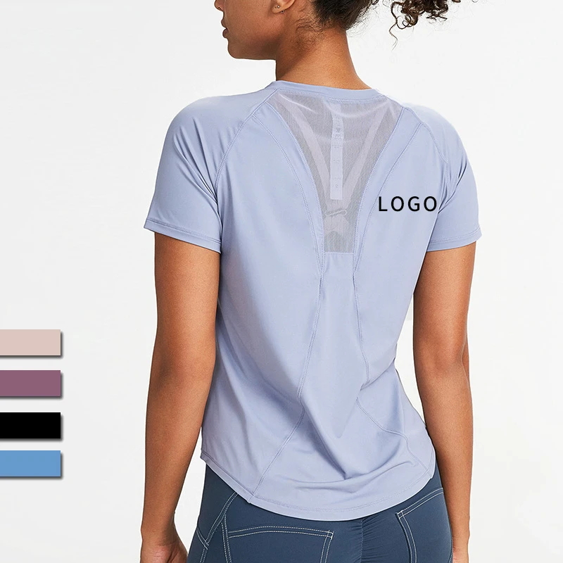 Summer Mesh Breathable Women Yoga Tshirt Plus Size Quick Dry Gym Fitness Top Nude and Loose Athleisure Wear Women