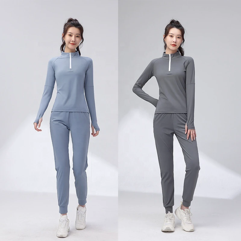Fitness Set Women's Stretch Quick-dry Yoga Suit Running Solid Color Athletic Two-piece Set