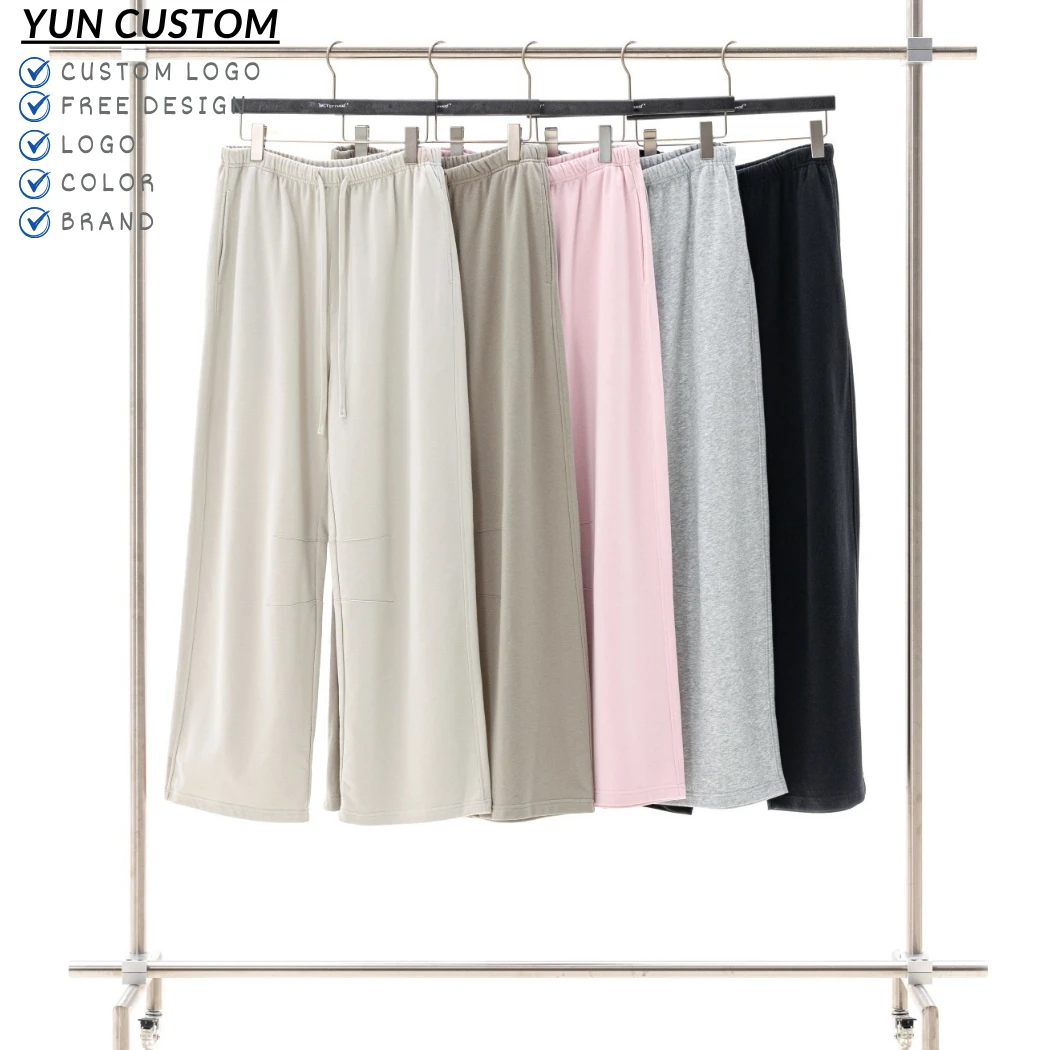 Wholesale 280G Unisex Solid Color Sportive Leisure Pants Fashion Loose Fit Lightweight Pants Custom Screen Printing Pants