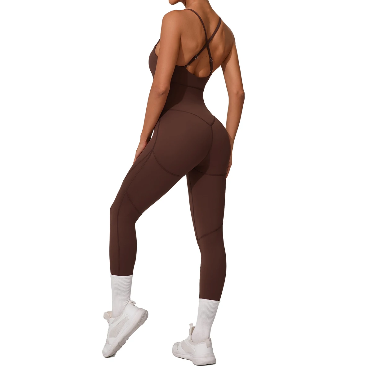 Cross Back Summer One Piece Yoga Activewear Spandex/Nylon Quick Dry Breathable Adjustable Straps Panel Design