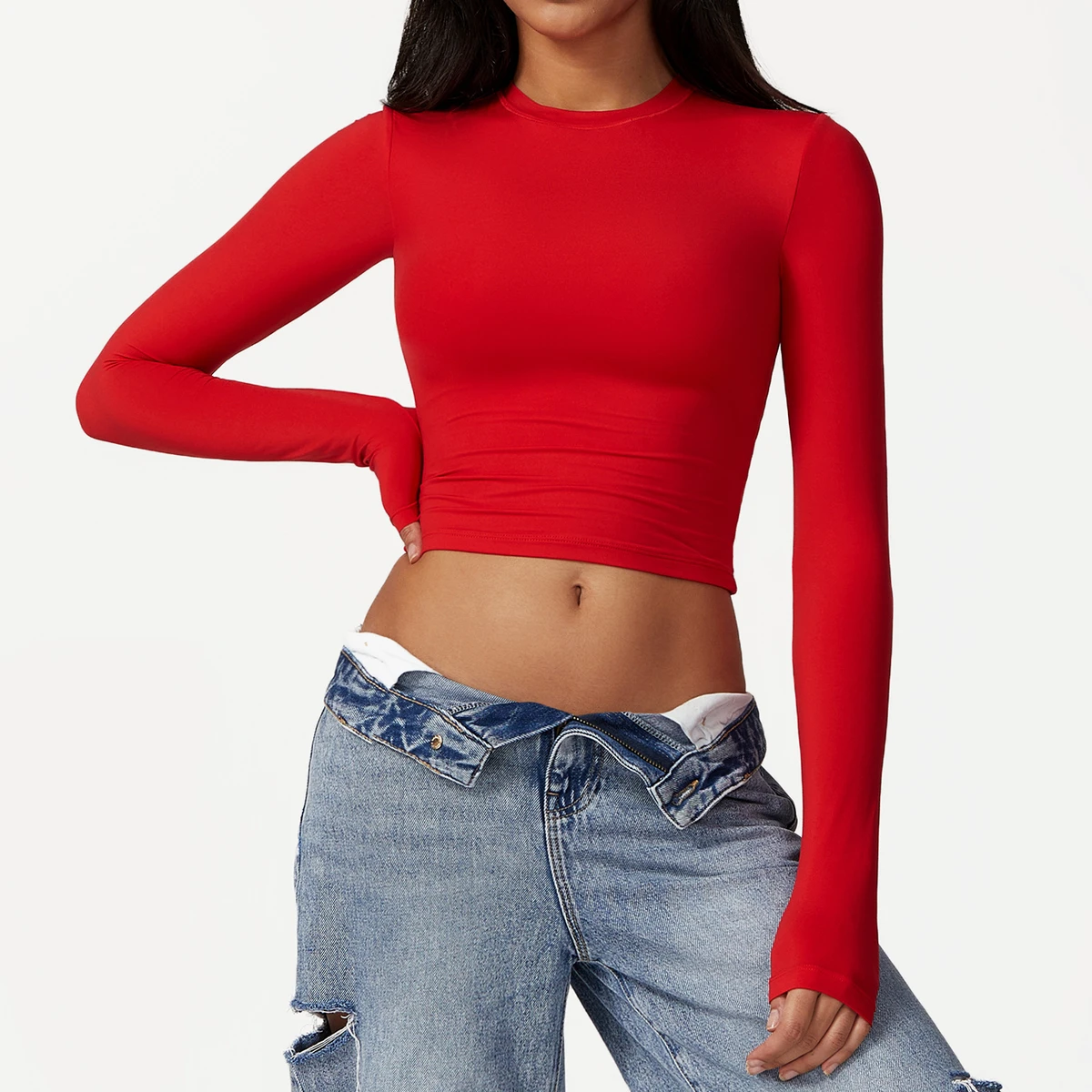 Custom Logo Quick Dry Gym Shirts High Stretch Yoga Top Women Fitness Sports Long Sleeve Top