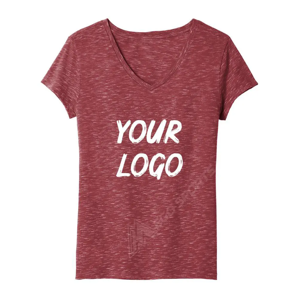 Custom Designed Womens Plus Size Solid Pattern Loose V Neck Short Sleeve Yoga Sports Gym Fitness T-Shirt Custom Logo Embroidery