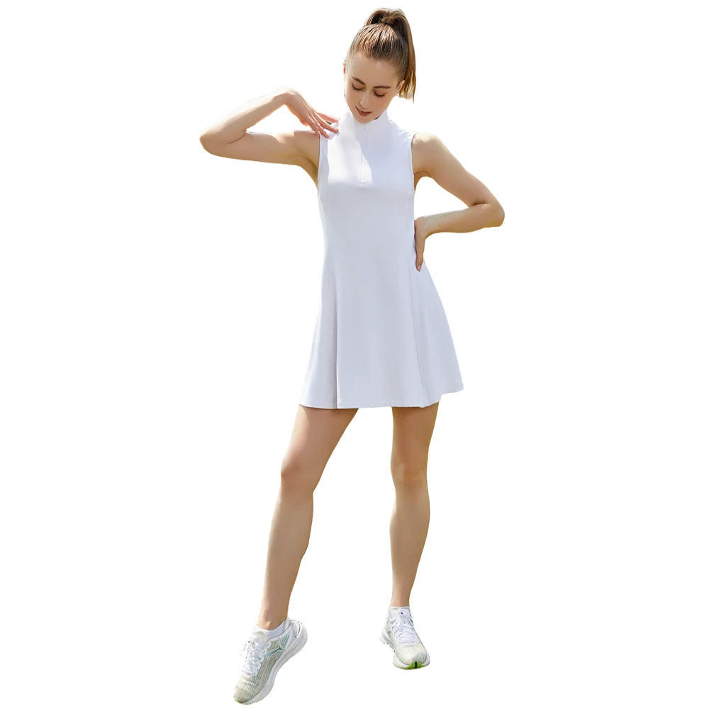 Women's Breathable Athletic Dress 4-Way Stretch Moisture-Wicking Yoga Tennis Pickleball Pleated Skirt Built-in Shorts Pockets