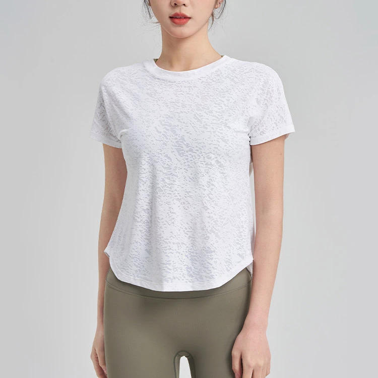 JAC22 TZ4290 Summer Slimming V Neck Sports Top Quick-Drying Yoga Fitness T-Shirt