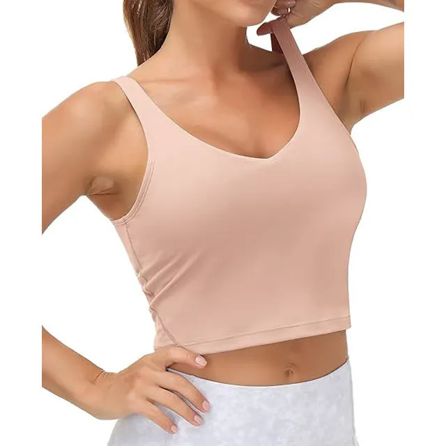 Sports Bras for Women, Seamless Comfortable Yoga Bra With Removable Pads Spandex/Nylon V-neck for Adults