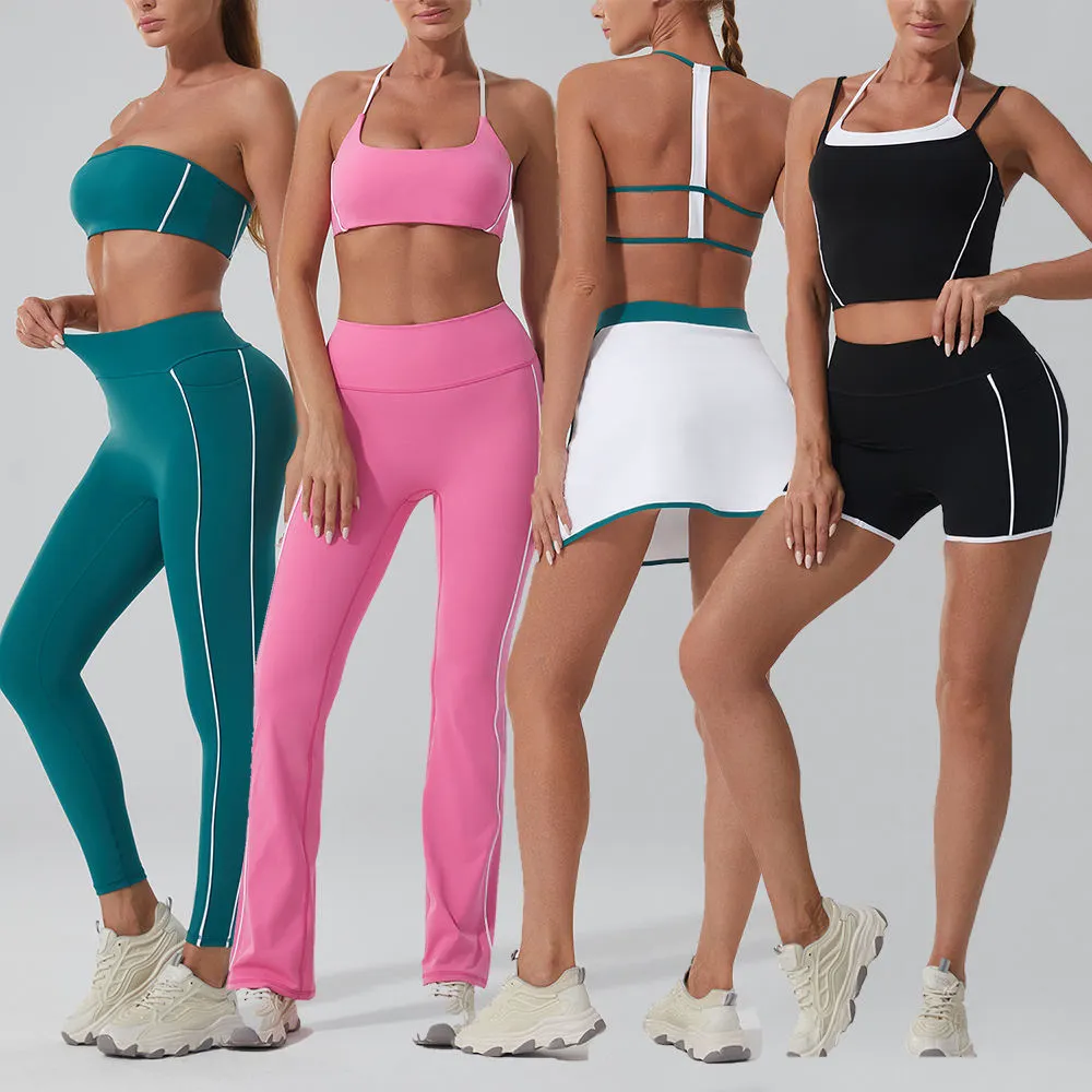 Women 6 Piece Patchwork Sport Yoga Set Workout Clothes Outfit Breathable Tracksuit Fitness Suit Sport Yoga Set Sportswear