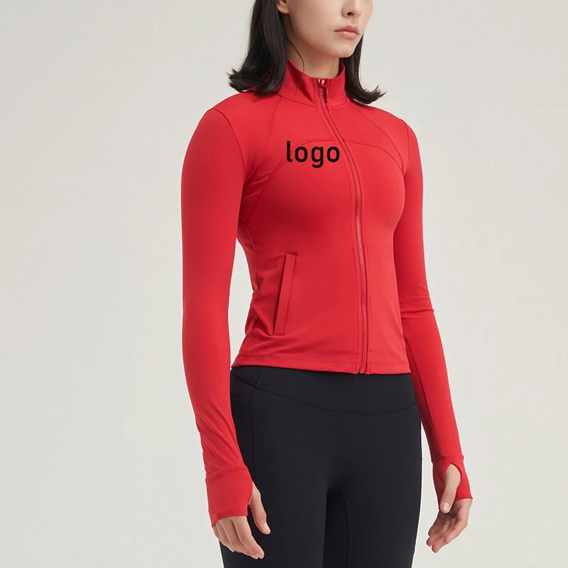 Women's Zipper Long Sleeve Fitness Top Quick Dry Slim Fit Gym Jacket for Yoga Custom Logo Breathable-Wholesale