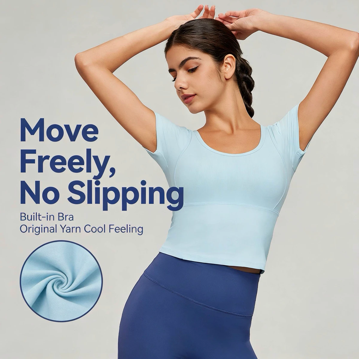 JCX New Casual Sports Top Women's Tight Waist Slimming Fitness Sexy Yoga Breathable Four-Way Stretch Quick Dry Short Sleeve