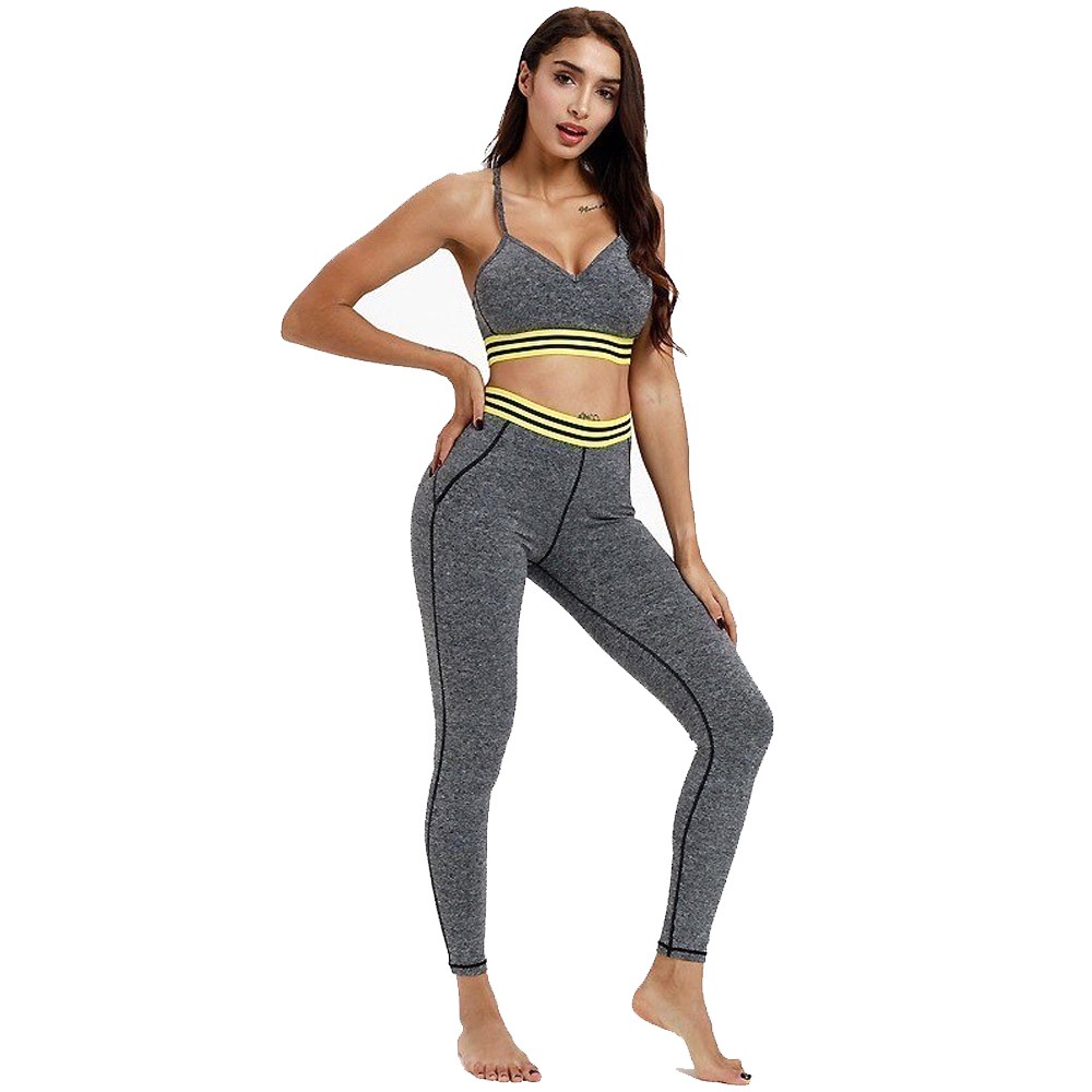 Popular Women's Gym Workout Set Quick Dry Breathable Sport Bra Seamless Fitness Yoga Leggings Solid Pattern Ropa Deportiva