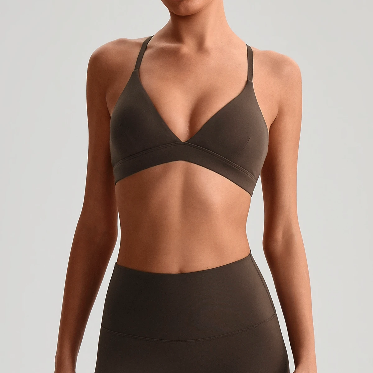 Women Deep V Cross Back Sports Bra Adjustable Strap Light Support Yoga Bra Workout Fitness Athletic Bra